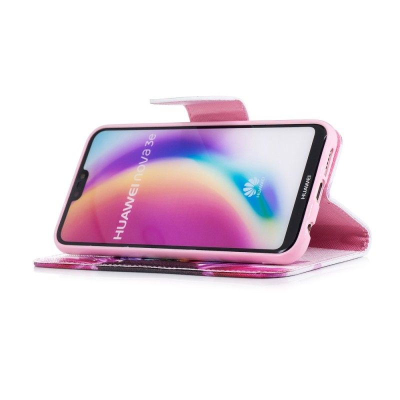 Flip Cover Læder for Huawei P20 Lite Akvarelblomst