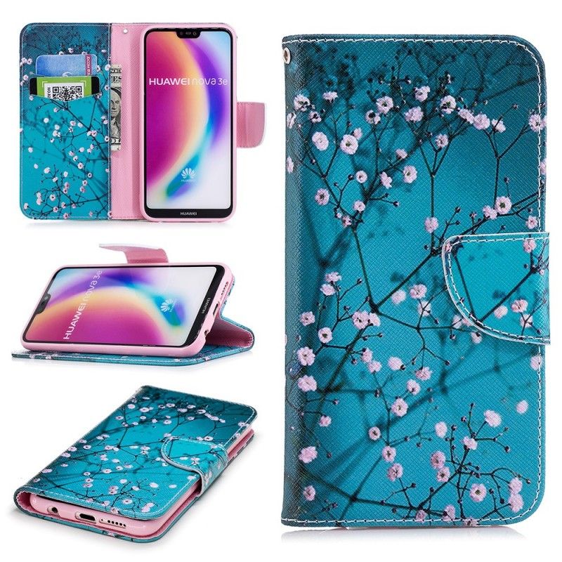 Flip Cover Læder for Huawei P20 Lite Blomstrende Træ