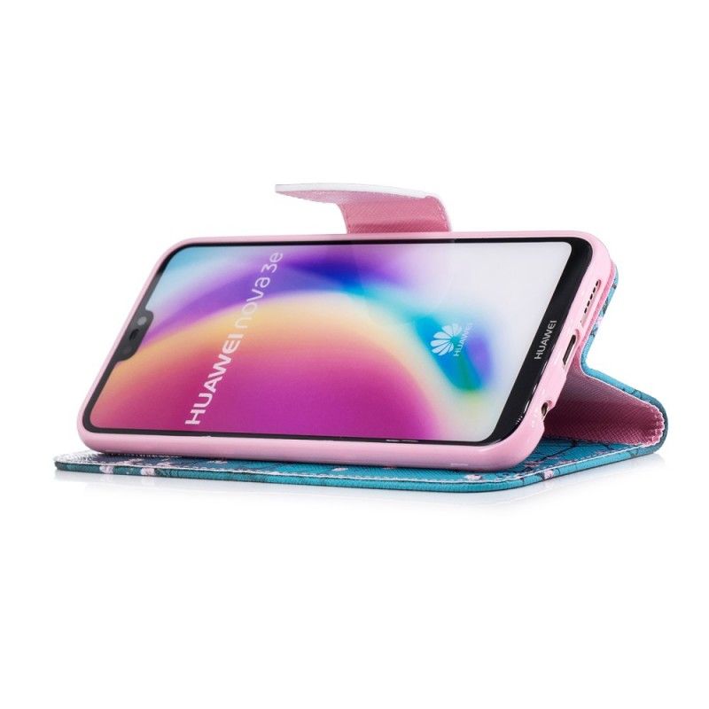 Flip Cover Læder for Huawei P20 Lite Blomstrende Træ