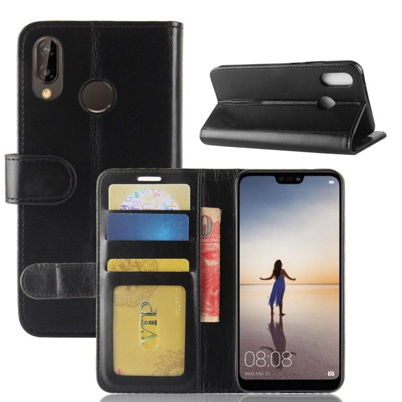 Flip Cover Læder for Huawei P20 Lite Sort Ultra Kunstlæder