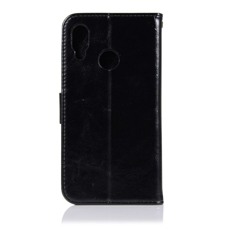 Flip Cover Læder for Huawei P20 Lite Sort Vintage Lædereffekt Med Rem