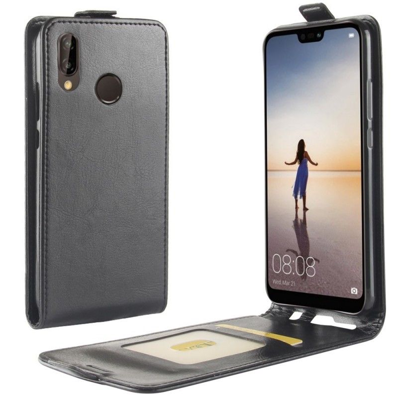 Flip Cover Læder Huawei P20 Lite Sort Sammenfoldelig Original