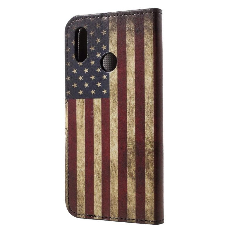 Flip Cover Læder Huawei P20 Lite Usa Flag