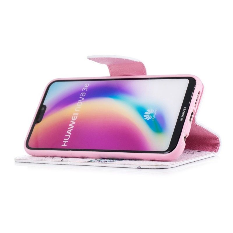 Flip Cover Læder Huawei P20 Lite Vidunderlige Sommerfugle