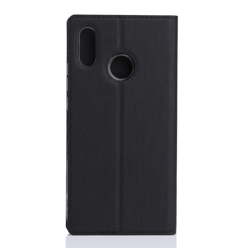 Læder Cover Huawei P20 Lite Sort Struktureret Original