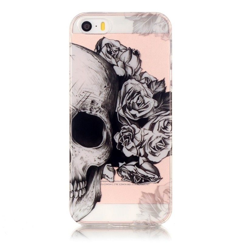 Cover iPhone 5 / 5S / SE Gennemsigtig Blomstret Kranium Beskyttelse