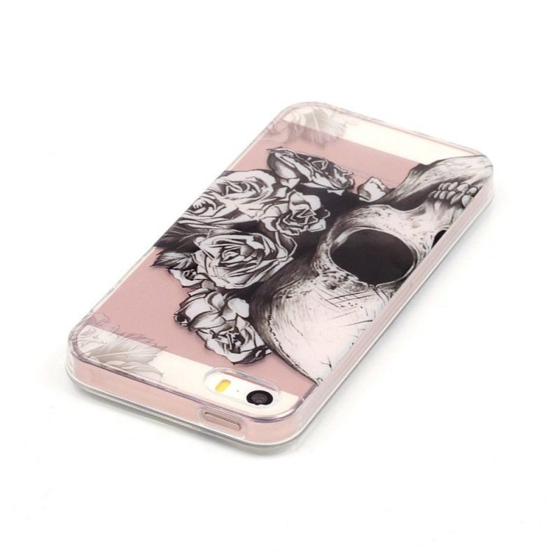 Cover iPhone 5 / 5S / SE Gennemsigtig Blomstret Kranium Beskyttelse