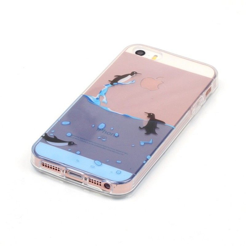 Cover iPhone 5 / 5S / SE Gennemsigtigt Pingvinspil Beskyttelse