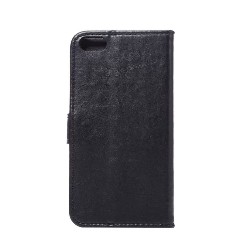 Flip Cover iPhone 5 / 5S / SE Sort Imiteret Læder