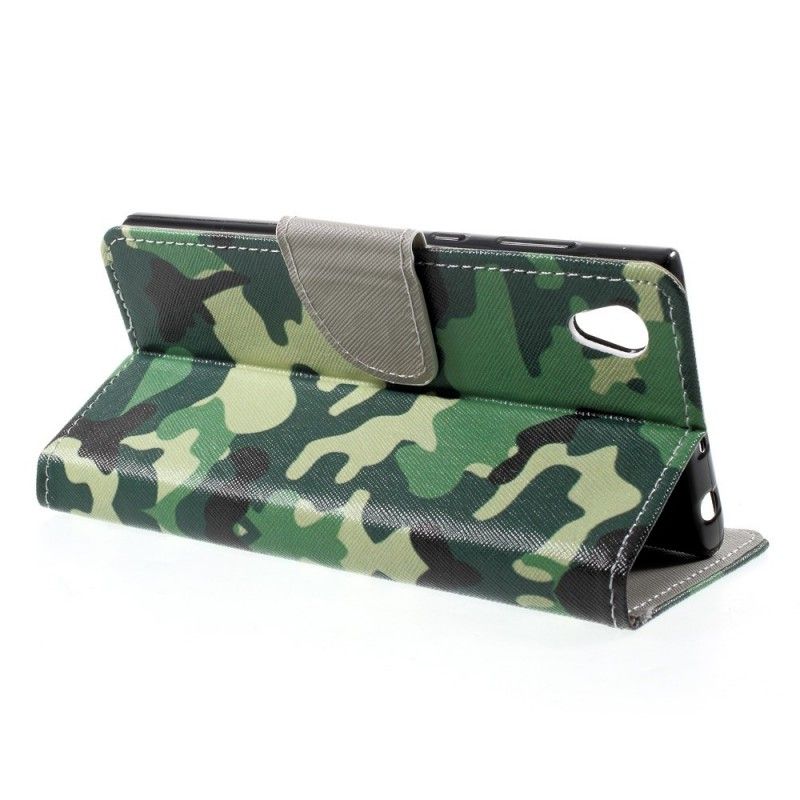 Flip Cover Læder Sony Xperia L1 Militær Camouflage Original