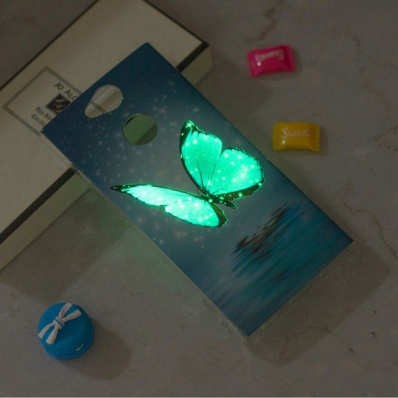 Cover Sony Xperia XA2 Fluorescerende Blå Sommerfugl