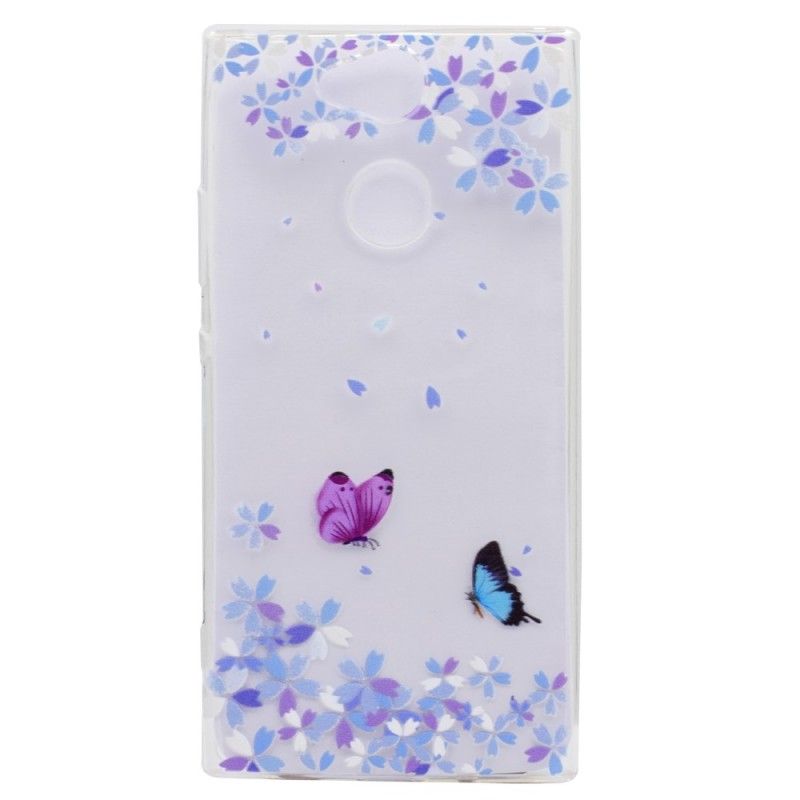 Cover Sony Xperia XA2 Mobilcover Gennemsigtige Sommerfugle Og Blomster