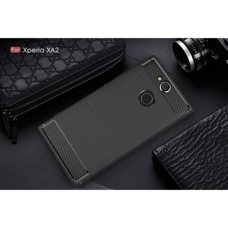 Cover Sony Xperia XA2 Rød Børstet Kulfiber