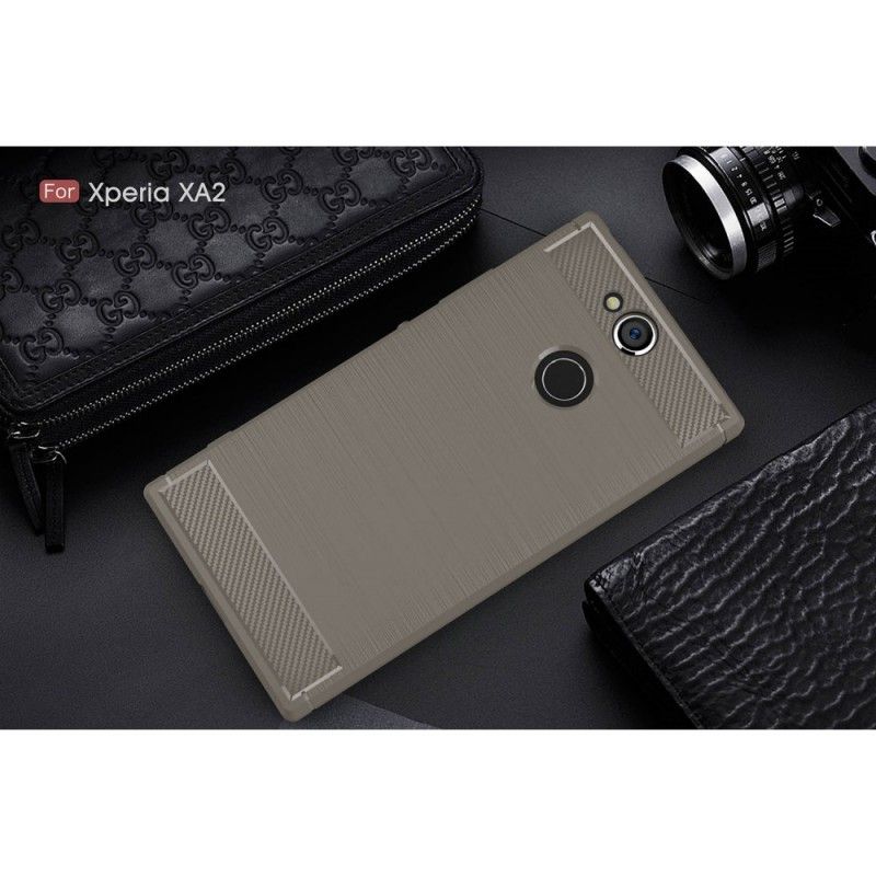 Cover Sony Xperia XA2 Rød Børstet Kulfiber