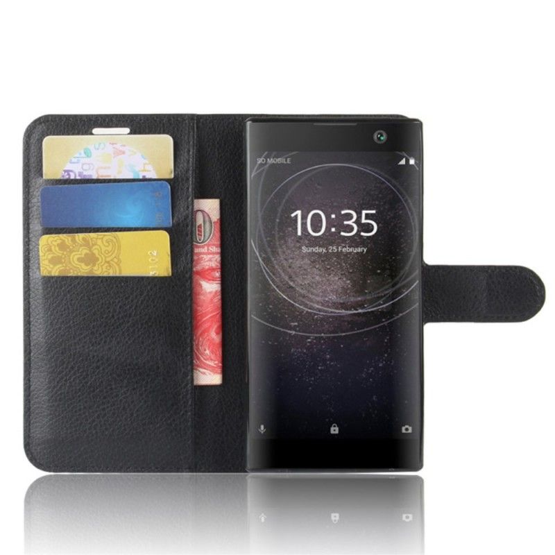 Flip Cover Læder for Sony Xperia XA2 Sort Retro Kunstlæder