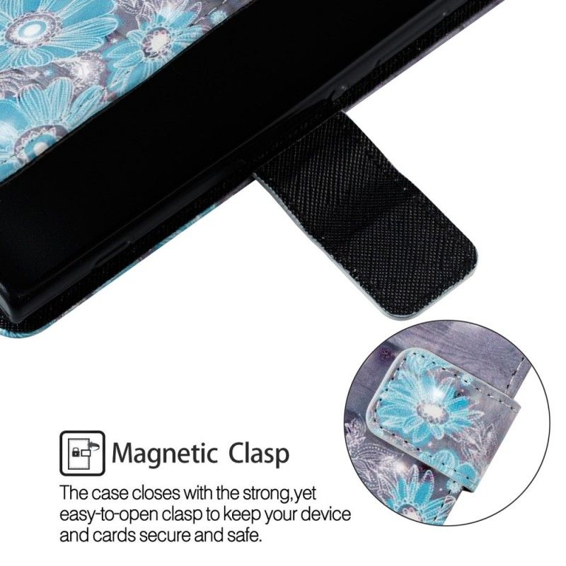 Flip Cover Sony Xperia XA2 Mobilcover 3D Blå Blomster