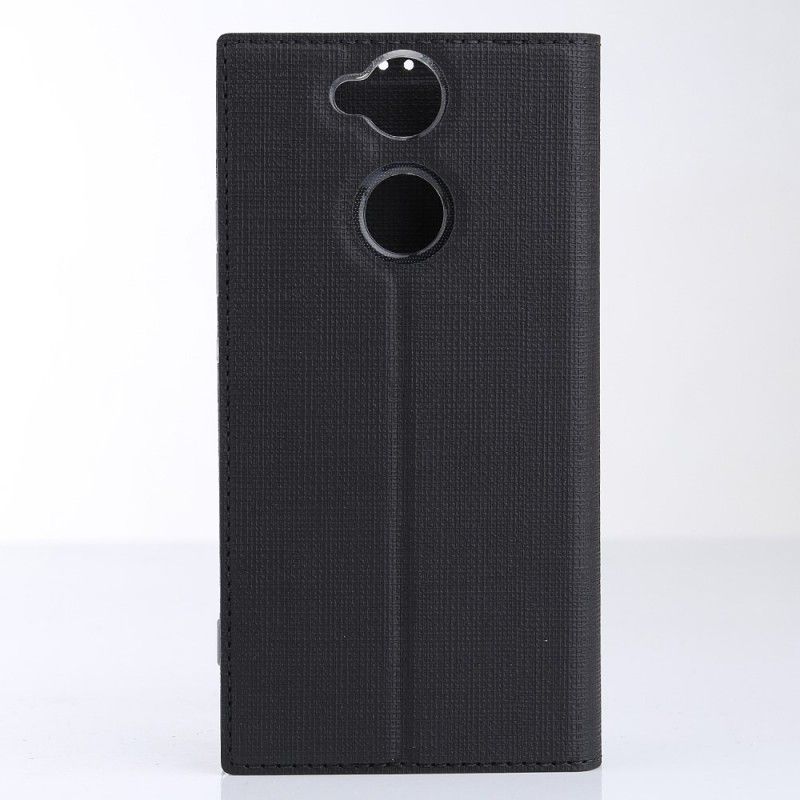 Læder Cover for Sony Xperia XA2 Sort Struktureret