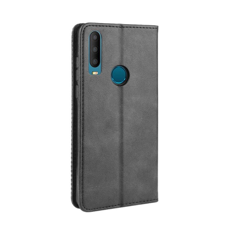 Læder Cover Alcatel 3X (2019) Sort Stiliseret Vintage Lædereffekt