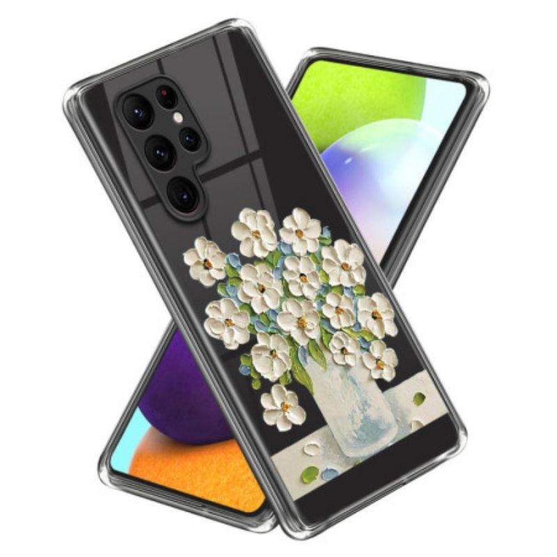 Cover Samsung Galaxy S24 Ultra 5g Hvide Blomster Maleri