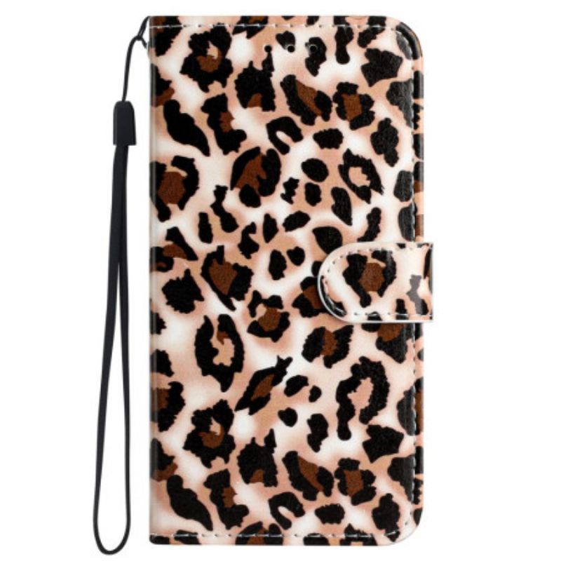 Flip Cover Samsung Galaxy S24 Ultra 5g Strappy Med Leopardtryk