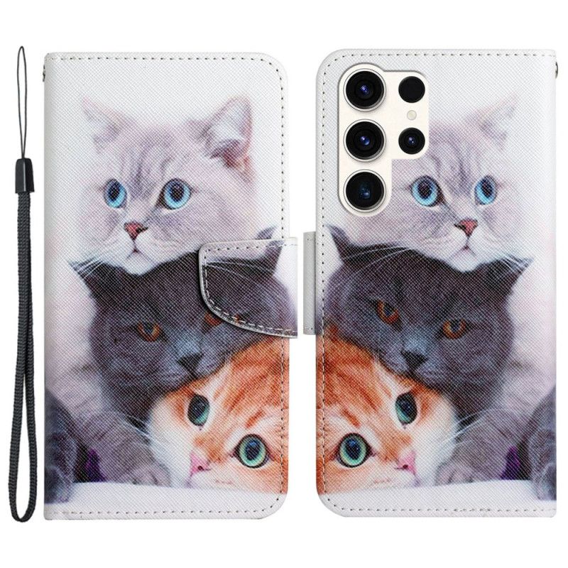 Flip Cover Samsung Galaxy S24 Ultra 5g Tre Katte Med Remme