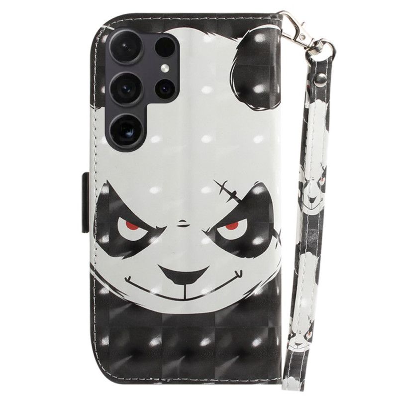 Læder Cover Samsung Galaxy S24 Ultra 5g Vred Panda Med Rem