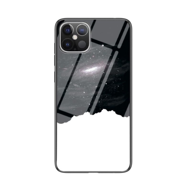 Cover for iPhone 12 Pro Max Sort Hærdet Glas Med Stjernehimmel