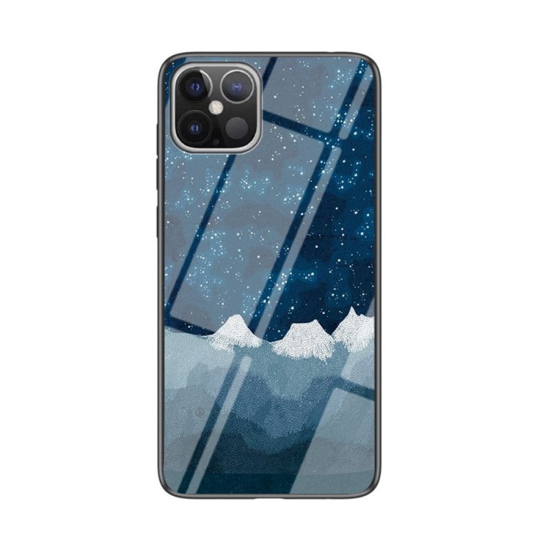 Cover for iPhone 12 Pro Max Sort Hærdet Glas Med Stjernehimmel