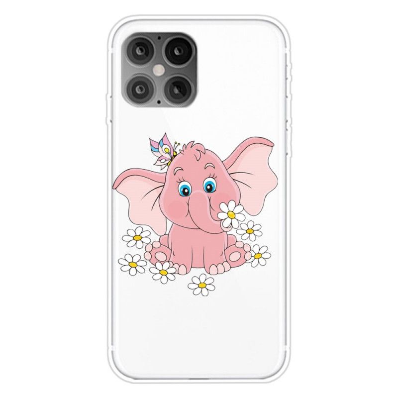 Cover iPhone 12 Pro Max Gennemsigtig Lyserød Elefant