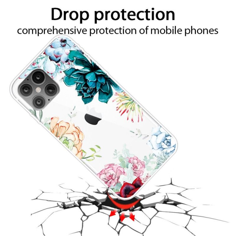 Cover iPhone 12 Pro Max Gennemsigtige Akvarelblomster Beskyttelse