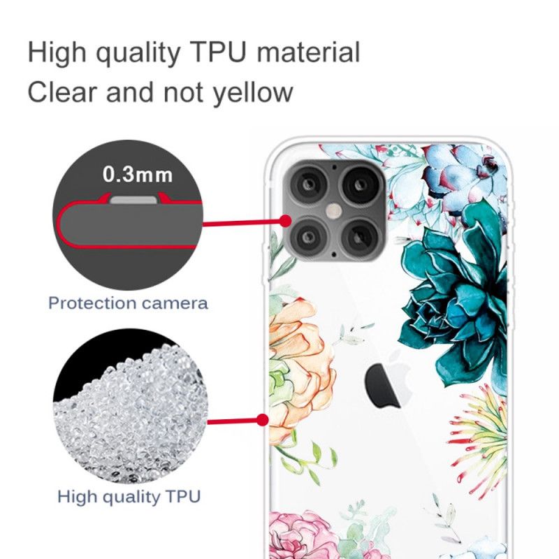 Cover iPhone 12 Pro Max Gennemsigtige Akvarelblomster Beskyttelse