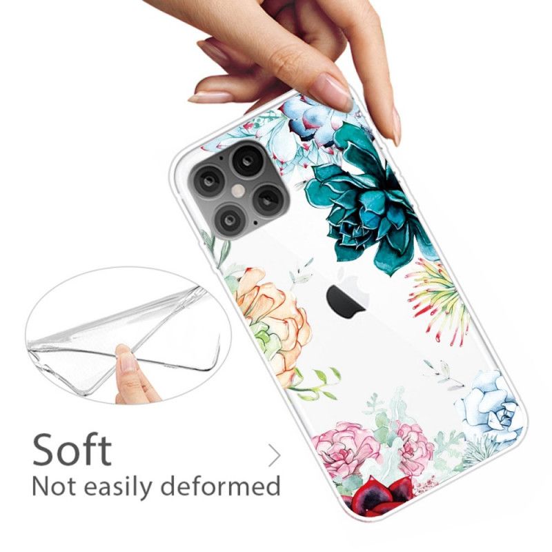 Cover iPhone 12 Pro Max Gennemsigtige Akvarelblomster Beskyttelse