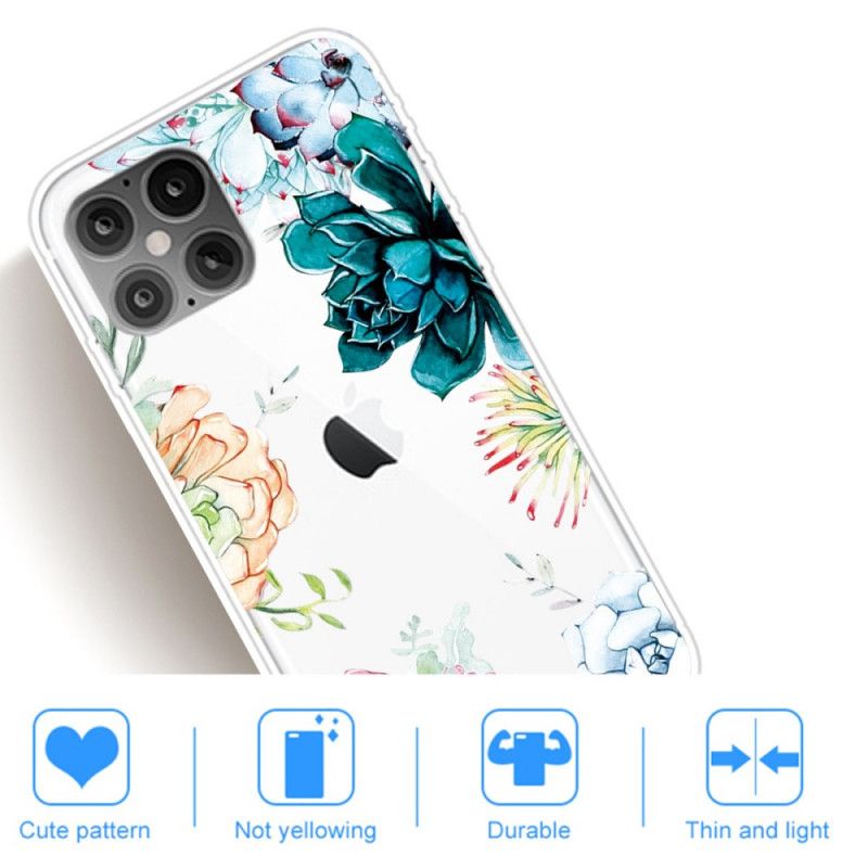 Cover iPhone 12 Pro Max Gennemsigtige Akvarelblomster Beskyttelse