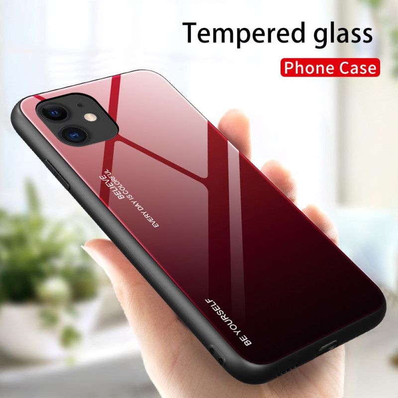 Cover iPhone 12 Pro Max Rød Vær Dig Selv Hærdet Glas Beskyttelse