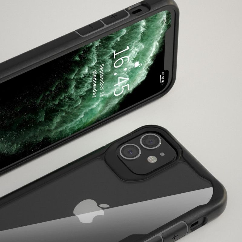 Cover iPhone 12 Pro Max Sort Gennemsigtig Hybrid Med Silikonkanter