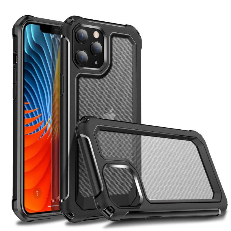 Cover iPhone 12 Pro Max Sort Gennemsigtig Kulfiberstruktur