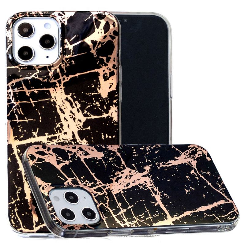 Cover iPhone 12 Pro Max Sort Marmorfarvet Geometri 2 Beskyttelse