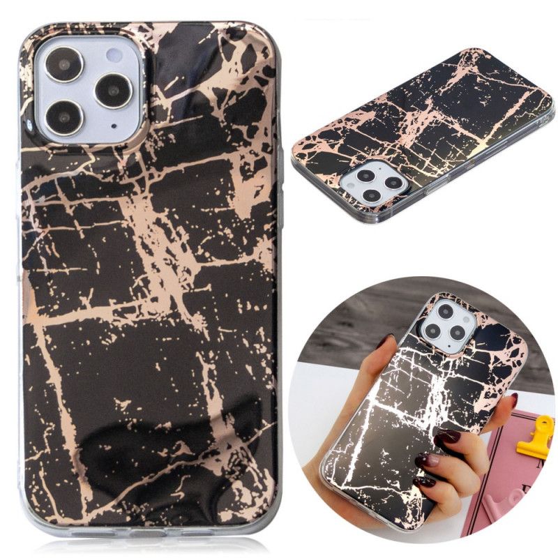 Cover iPhone 12 Pro Max Sort Marmorfarvet Geometri 2 Beskyttelse