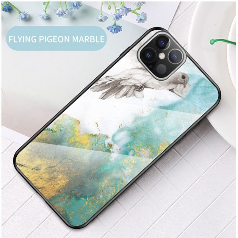 Cover iPhone 12 Pro Max Sort Mobilcover Marmorfarver Hærdet Glas