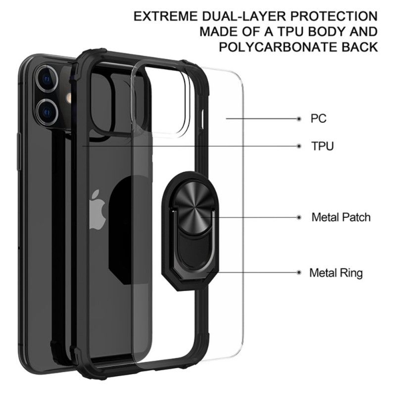 Cover iPhone 12 Pro Max Sort Mobilcover Premium Ring Hybrid