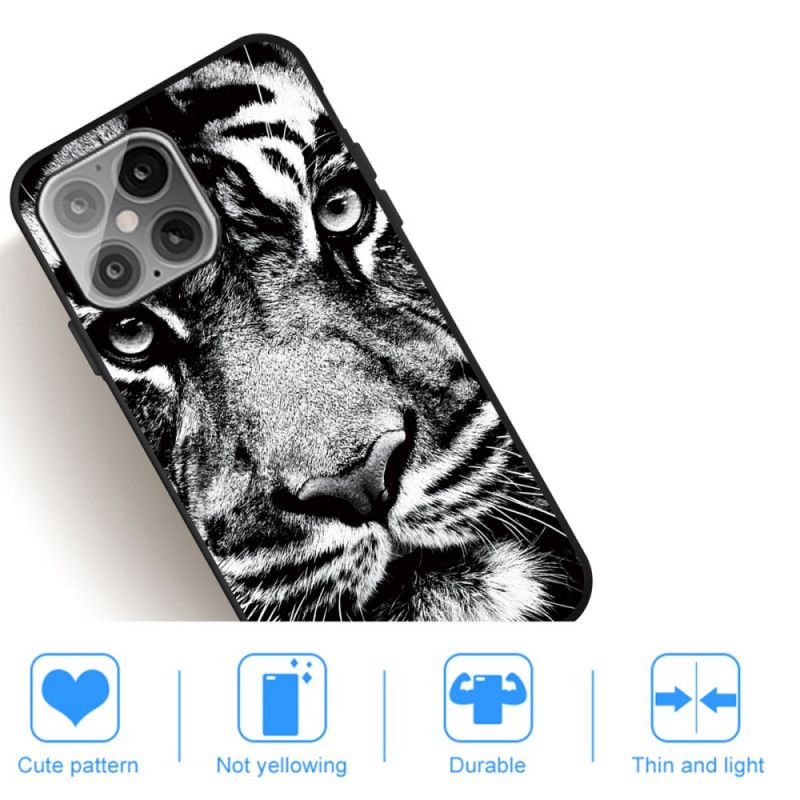 Cover iPhone 12 Pro Max Sort Og Hvid Tiger