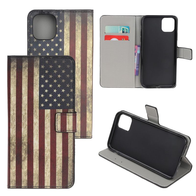 Flip Cover Læder for iPhone 12 Pro Max Usa Flag