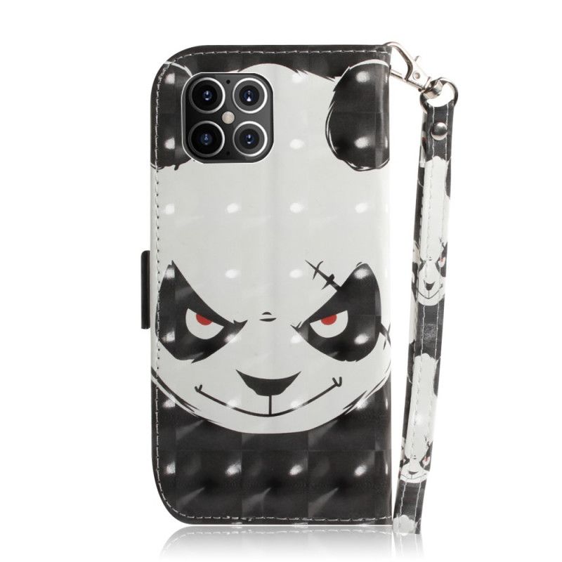 Flip Cover Læder for iPhone 12 Pro Max Vred Panda Med Rem