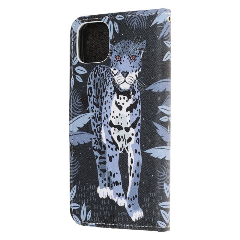 Flip Cover Læder iPhone 12 Pro Max Leopard Med Rem