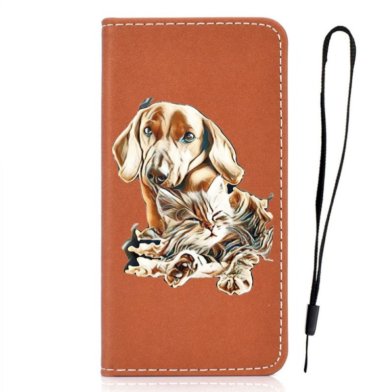 Læder Cover for iPhone 12 Pro Max Hund Og Kat