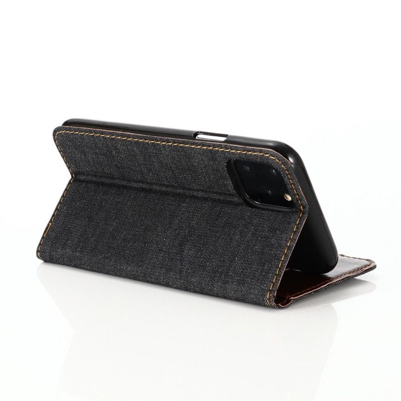 Læder Cover for iPhone 12 Pro Max Sort Jeanslomme Foran Kortholder