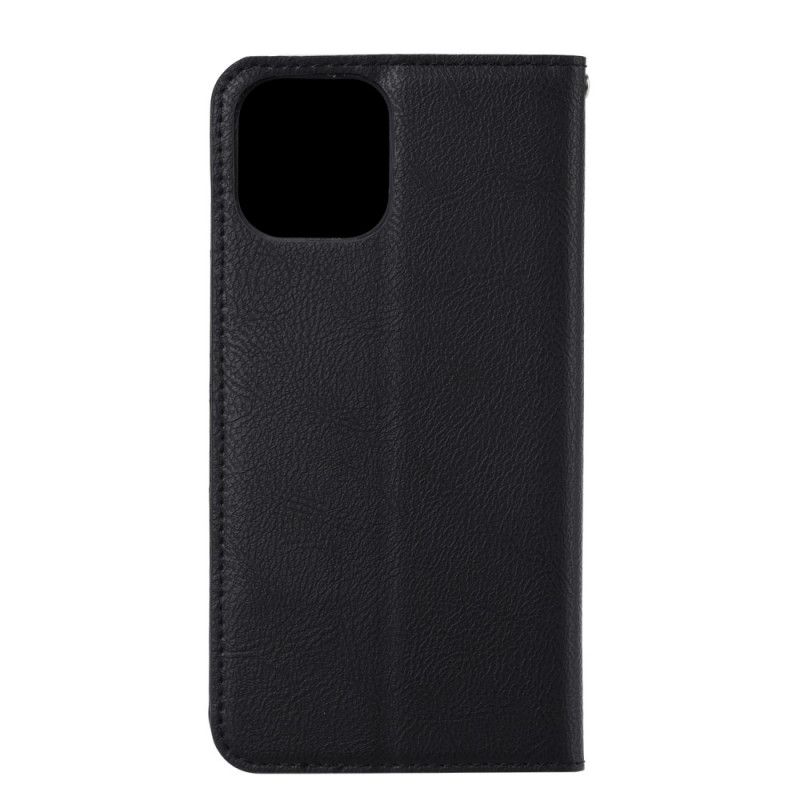 Læder Cover for iPhone 12 Pro Max Sort Kortholder Foran