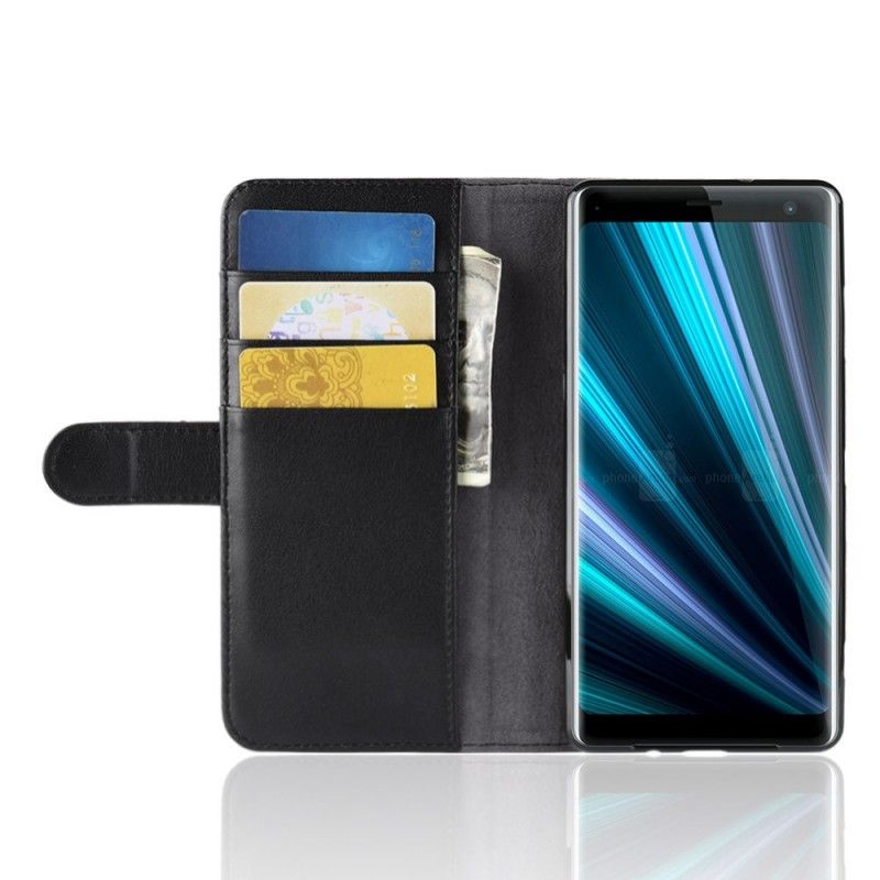 Flip Cover Sony Xperia XZ3 Sort Delt Læder