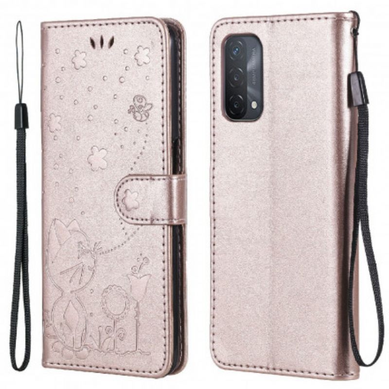 Flip Cover Oppo A54 5g / A74 5g Cat And Bee Thong