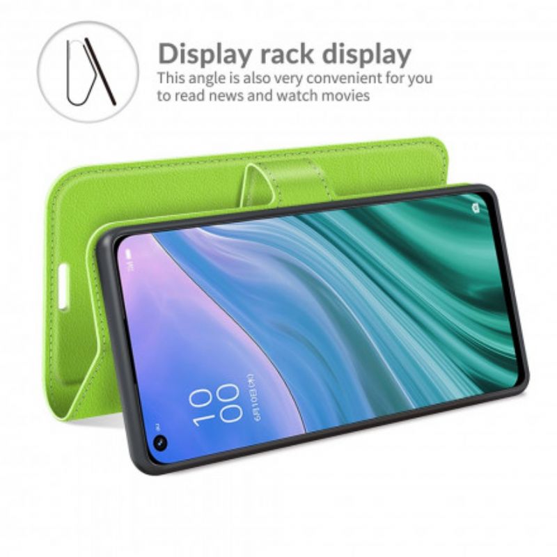 Flip Cover Oppo A54 5g / A74 5g Klassisk Litchi Imiteret Læder